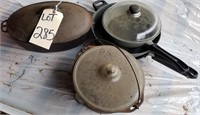 Cast iron pans- 2 Dutch ovens & misc fry pans