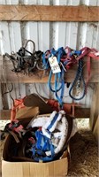 Large lot of horse ropes, bridles, spurs