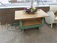 55 gal. metal & wood barrel table