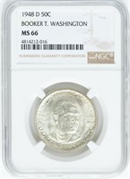 Coin 1948-D B.T. Washington Half-$ NGC MS66