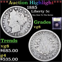***Auction Highlight*** 1885 Liberty Nickel 5c Gra