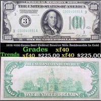 1928 $100 Green Seal Federal Reserve Note Reddemab