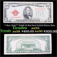 **Star Note** 1928E $5 Red Seal United States Note