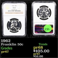 Proof NGC 1962 Franklin Half Dollar 50c Graded pr6