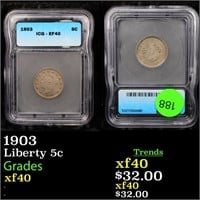 1903 Liberty Nickel 5c Graded xf40 By ICG