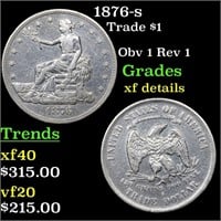1876-s Trade Dollar $1 Grades xf details