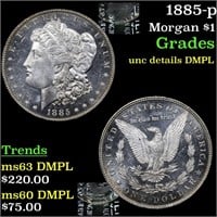 1885-p Morgan Dollar $1 grades unc details DMPL