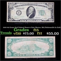 1928 $10 Green Seal Federal Reserve Note (Boston,