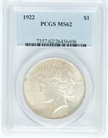 Coin 1922-P Peace Silver Dollar - PCGS MS63
