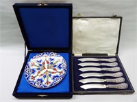 Silver Plated Butter Knives &Gural Porcelain Plate