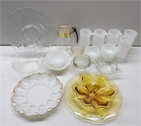 Lot of Glassware: Egg Plate, Mugs