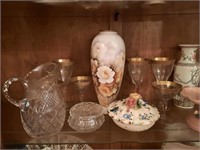 PITCHER GLASSES VASES COMPOTE ETC