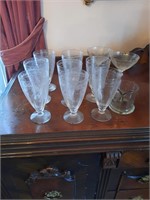 ETCHED GLASS GOBLETS