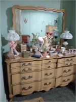 FRENCH PROVENCIAL DRESSER AND MIRROR(NO CONTENTS)