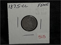 1875 CC SEATED DIME FINE