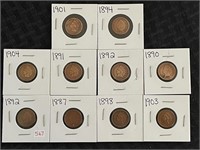 LOT OF 10 INDIAN HEAD CENT
