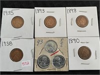 LOT OF 8 INDIAN HEAD, STEEL & LINCOLN CENTS