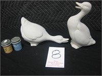 2- Unpainted Ceramic ducks & 2- paints