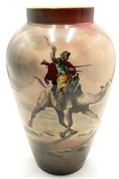 French Hand-Painted Orientalist Porcelain Vase.