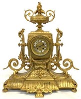 Lg. 19th Century Antique French Gilt Bronze Clock.