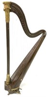 19th Century Antique French-Carved Wood Harp.