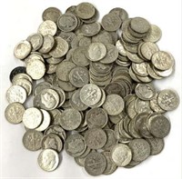Lot of 192 Silver Dimes, Circulated.