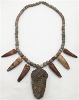 Necklace with Dinosaur Teeth & Lg. Trilobite.