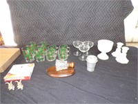 Assorted Glassware, Milk glass Candle holders