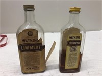 2 vintage Watkins liniment bottles