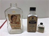 3 vintage Watkins bottles
