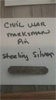 Civil War Marksman pin believed to be sterling