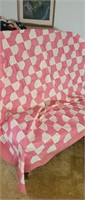 Bow Top Quilt Top Pink and White
