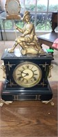 Mullers & Son 1888 Figural Ebonized Mantle Clock