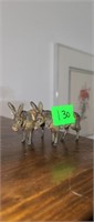 Early Spelter Painted Donkeys