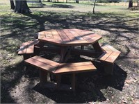 Octagon Table w/Attached Benches