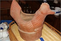 Terra-cotta chicken planter