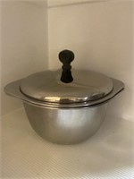 Vintage stainless steel serving bowl w/ lid