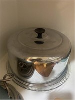Vintage stainless steel & glass cake holder