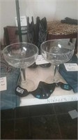 Pair of oversized champagne or display glasses