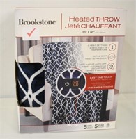 BROOKSTONE HEATED THROW 50 X 60" - NAVY PATTERN