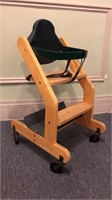 Wooden & Metal Wheeled High Chair
