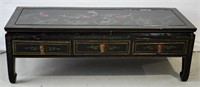 Antique Chinese Black Lacquer Koi Coffee Table