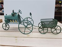 Metal Tractor w/Wagon Yard Decor