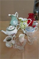 Lot- Misc Glassware-Teapots, creamers,sugars