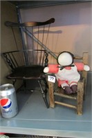 Lot- Doll and 2 Chairs