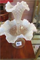 Fenton Epergne Vase White/Clear