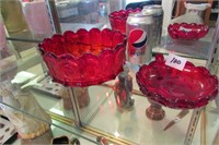 Fostoria 2 pcs Ruby Red Coin Glass