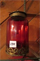 Red Glass and Brass Canister