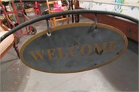 Wrought Iron Electric Floor Lamp and "Welcome"