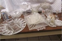 Lot- Asst. clear glass bowls, egg plate, etc